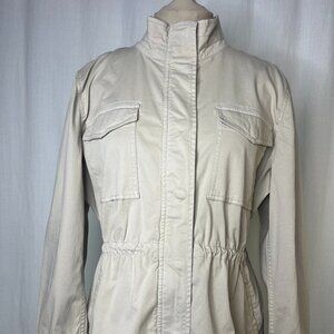 NWT Style & Co Utility Field Jacket Zipper Front Cinched Waist Stonewall Size L
